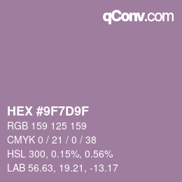 Color code: HEX #9F7D9F | qconv.com