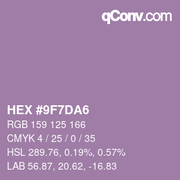 颜色代码: HEX #9F7DA6 | qconv.com