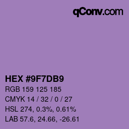 Color code: HEX #9F7DB9 | qconv.com