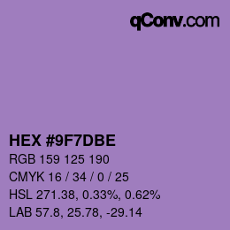 カラーコード: HEX #9F7DBE | qconv.com