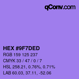 颜色代码: HEX #9F7DED | qconv.com
