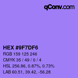 Color code: HEX #9F7DF6 | qconv.com