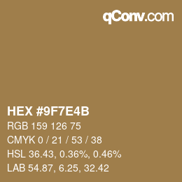 Color code: HEX #9F7E4B | qconv.com
