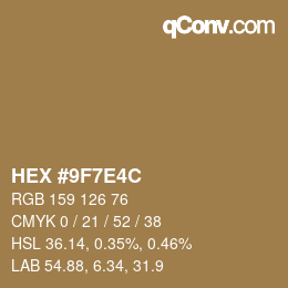 Color code: HEX #9F7E4C | qconv.com