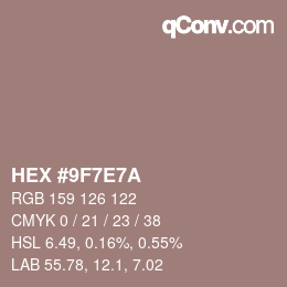 Color code: HEX #9F7E7A | qconv.com