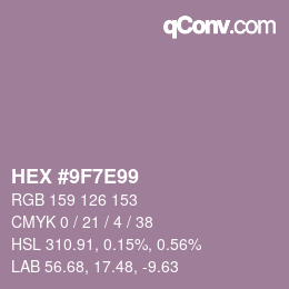 Color code: HEX #9F7E99 | qconv.com
