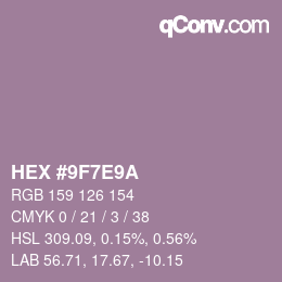 Color code: HEX #9F7E9A | qconv.com