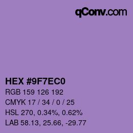 颜色代码: HEX #9F7EC0 | qconv.com