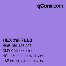 カラーコード: HEX #9F7EE3 | qconv.com