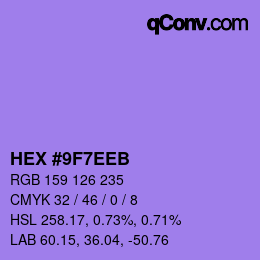 カラーコード: HEX #9F7EEB | qconv.com