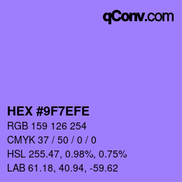 カラーコード: HEX #9F7EFE | qconv.com