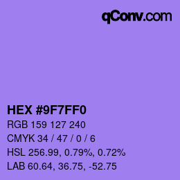 Color code: HEX #9F7FF0 | qconv.com