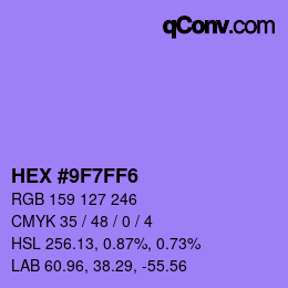Color code: HEX #9F7FF6 | qconv.com