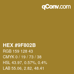 Color code: HEX #9F802B | qconv.com