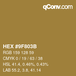 Color code: HEX #9F803B | qconv.com