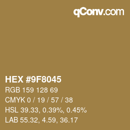 Color code: HEX #9F8045 | qconv.com