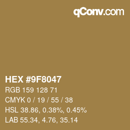 Color code: HEX #9F8047 | qconv.com