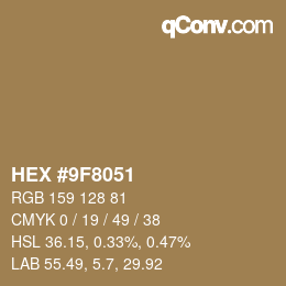 Color code: HEX #9F8051 | qconv.com