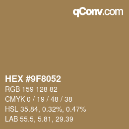 Color code: HEX #9F8052 | qconv.com