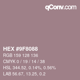 Farbcode: HEX #9F8088 | qconv.com