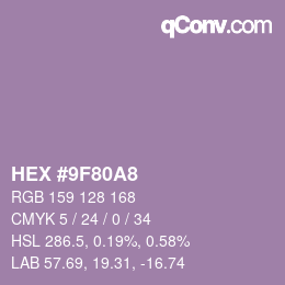 Farbcode: HEX #9F80A8 | qconv.com