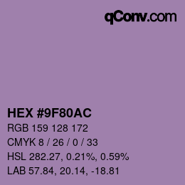 颜色代码: HEX #9F80AC | qconv.com