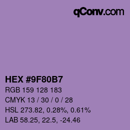 カラーコード: HEX #9F80B7 | qconv.com