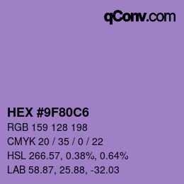 Color code: HEX #9F80C6 | qconv.com