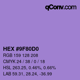 Color code: HEX #9F80D0 | qconv.com