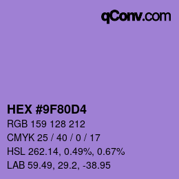 Color code: HEX #9F80D4 | qconv.com