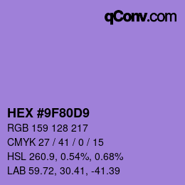 Color code: HEX #9F80D9 | qconv.com