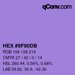 Color code: HEX #9F80DB | qconv.com