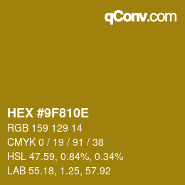 Color code: HEX #9F810E | qconv.com