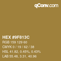 Farbcode: HEX #9F813C | qconv.com