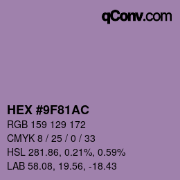 颜色代码: HEX #9F81AC | qconv.com