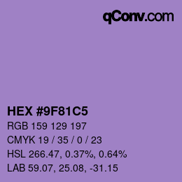 Color code: HEX #9F81C5 | qconv.com