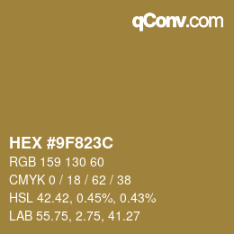 Código de color: HEX #9F823C | qconv.com