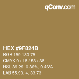 Color code: HEX #9F824B | qconv.com