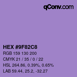 Farbcode: HEX #9F82C8 | qconv.com