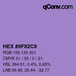 颜色代码: HEX #9F82C9 | qconv.com