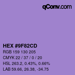 Color code: HEX #9F82CD | qconv.com