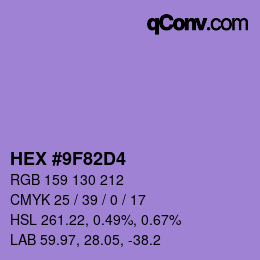 颜色代码: HEX #9F82D4 | qconv.com