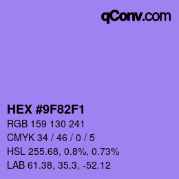 Color code: HEX #9F82F1 | qconv.com