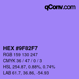 Color code: HEX #9F82F7 | qconv.com