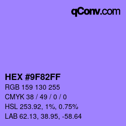 Color code: HEX #9F82FF | qconv.com