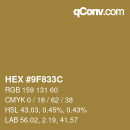 Farbcode: HEX #9F833C | qconv.com
