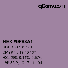 颜色代码: HEX #9F83A1 | qconv.com