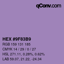 カラーコード: HEX #9F83B9 | qconv.com
