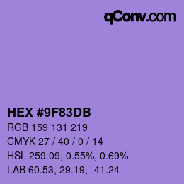 カラーコード: HEX #9F83DB | qconv.com