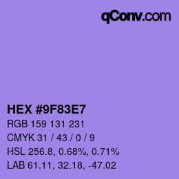 Color code: HEX #9F83E7 | qconv.com